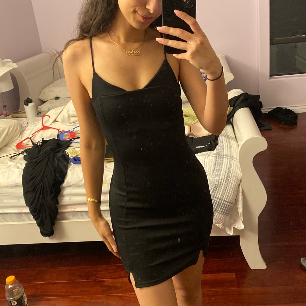Black Mini BodyCon Dress with Slits